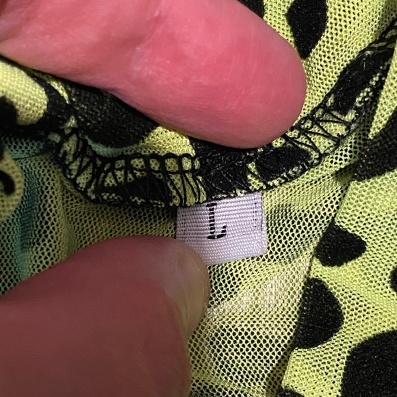 Women Neon Green Leopard Mesh Top - size large - Picture 2 of 5